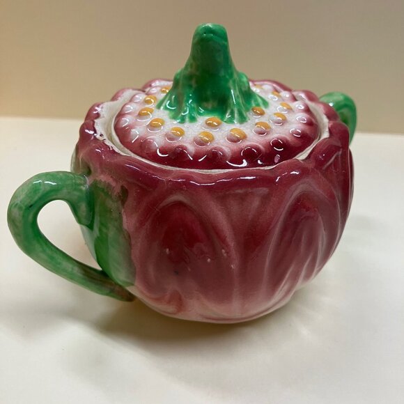 Vtg Carlton Ware 3" Sugar Bowl Lotus Water Lily Pad with Frog on Lid - Picture 4 of 5